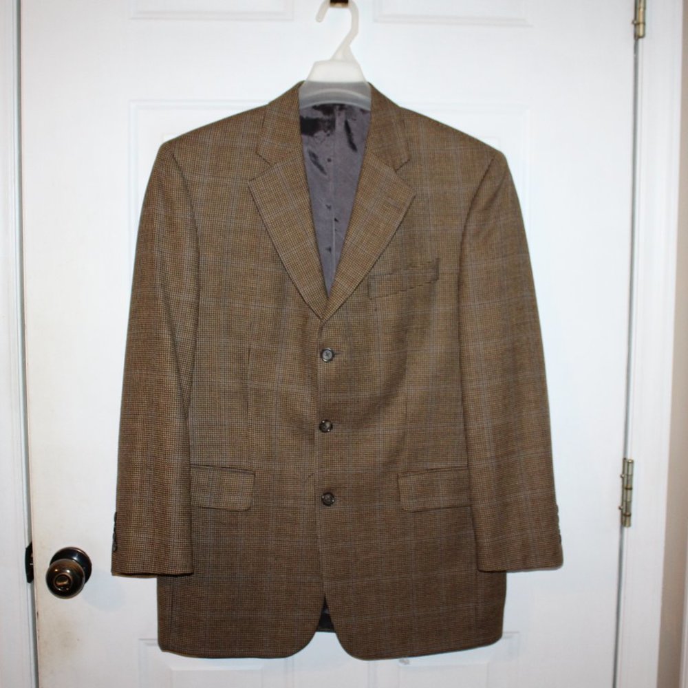 Jack Victor LORO PIANA Brown Plaid CASHMERE Jacket Blazer 40 R